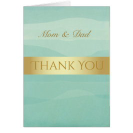 Tarjeta de agradecimiento de Boda verde de oro