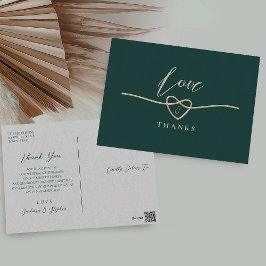 Tarjeta de agradecimiento de boda verde esmeralda