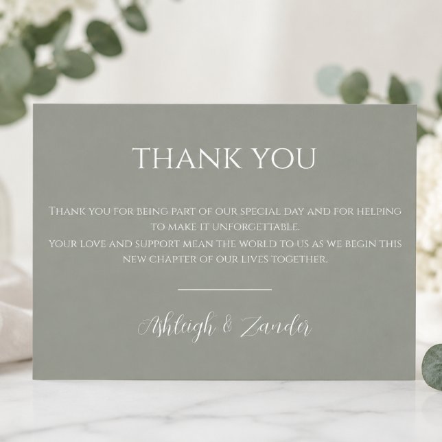 Tarjeta de agradecimiento de boda verde salvia (Subido por el creador)