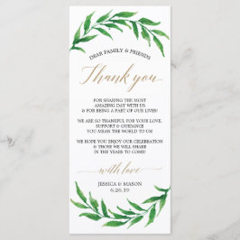 Tarjeta de agradecimiento de boda - Verdor