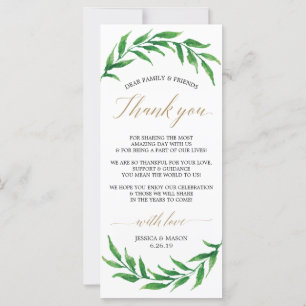 Tarjeta de agradecimiento de boda - Verdor