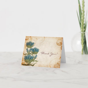 Tarjeta de agradecimiento de boda vintage con flor