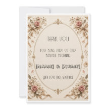 Tarjeta de agradecimiento de boda vintage elegante