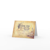 tarjeta de agradecimiento de boda vintage faro náu