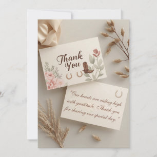 Tarjeta de agradecimiento de boda western Saddle &