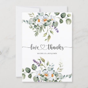 Tarjeta de agradecimiento de Boda White Daisies