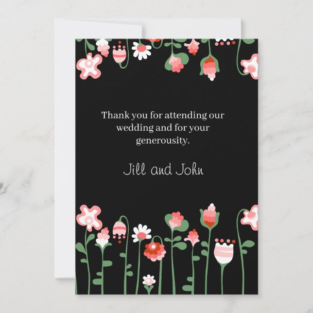Tarjeta de agradecimiento de boda Wildflower Dark (Anverso)