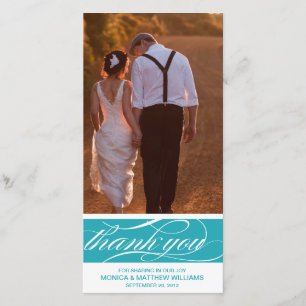 TARJETA DE AGRADECIMIENTO DE BODAS AZUL GRACIAS