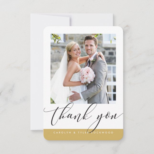 TARJETA DE AGRADECIMIENTO DE BODAS caligrafía mode (Anverso)
