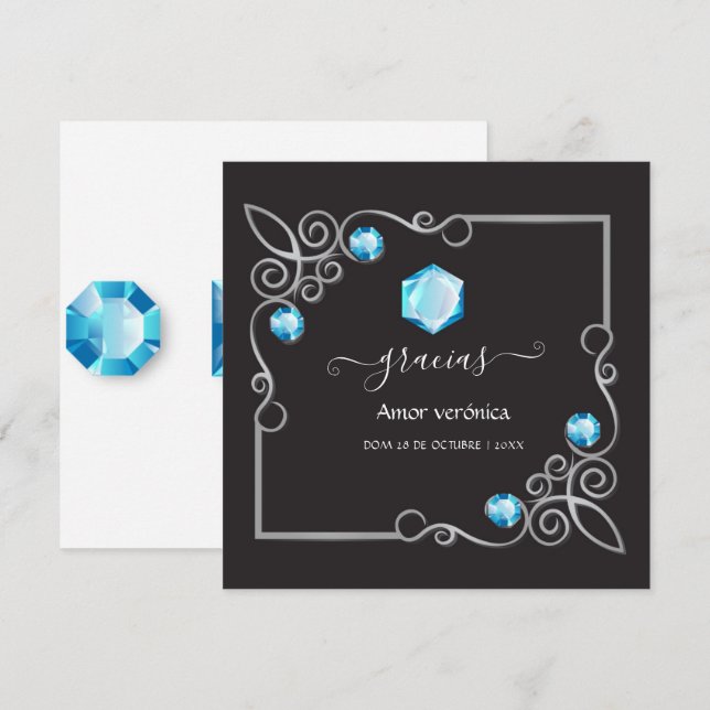 Tarjeta de agradecimiento de bodas de diamante (Anverso / Reverso)