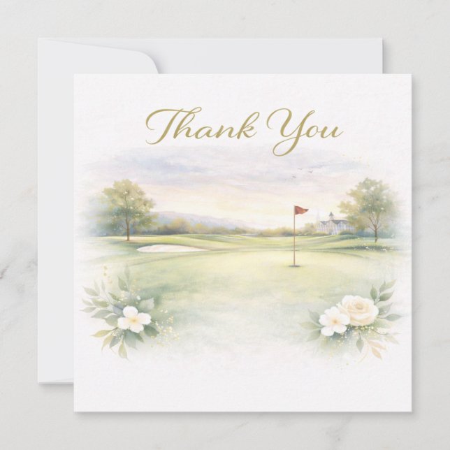 TARJETA DE AGRADECIMIENTO DE BODAS DE GOLF (Anverso)