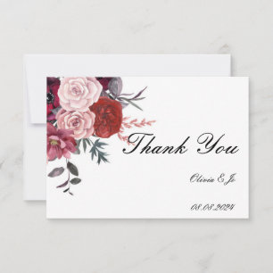 TARJETA DE Agradecimiento DE BODAS FLORAL BORGOÑA