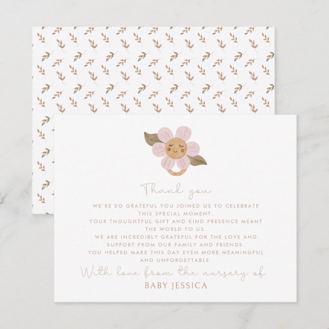 Tarjeta de agradecimiento de Boho Baby Shower - li (Anverso / Reverso)