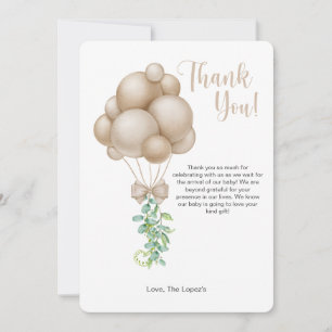 Tarjeta de agradecimiento de Boho Balloon Baby Sho