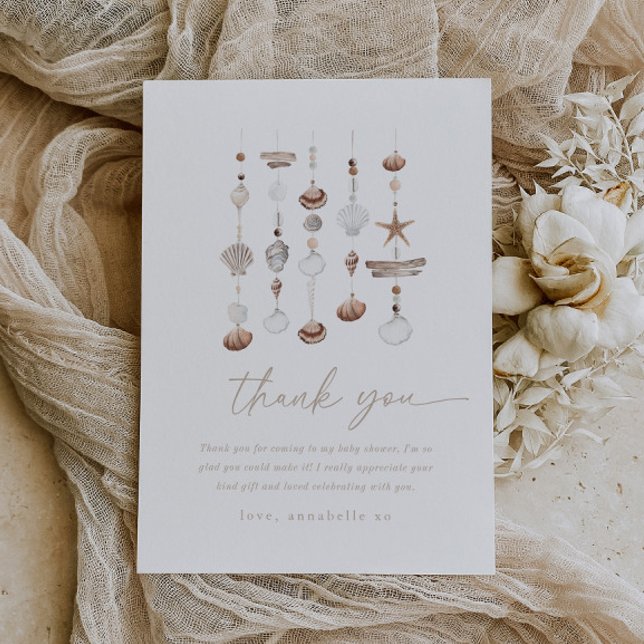 Tarjeta de agradecimiento de Boho Beach Shell Baby (Zazzle Ocean Shell Baby Shower Thank You)