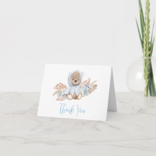 Tarjeta de agradecimiento de Boho Bear Baby Shower (Anverso)