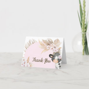 Tarjeta de agradecimiento de Boho Cow Baby Shower
