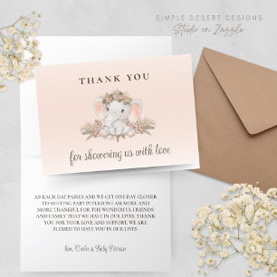 Tarjeta de agradecimiento de Boho Floral Elephant 