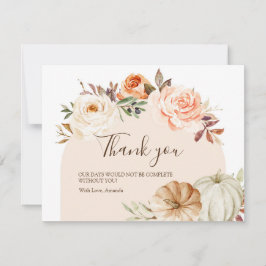 Tarjeta de agradecimiento de Boho Floral Pumpkin B