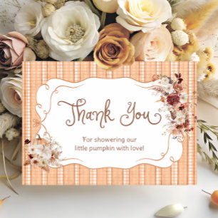 Tarjeta de agradecimiento de Boho Floral Pumpkin B