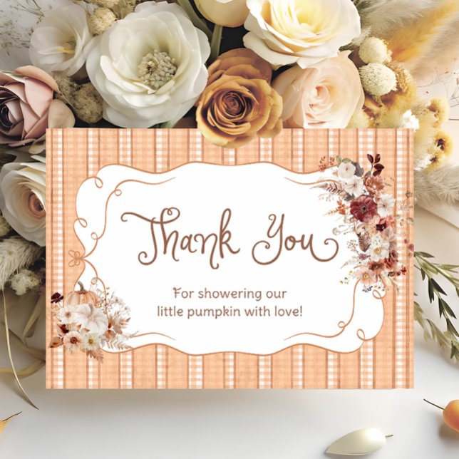 Tarjeta de agradecimiento de Boho Floral Pumpkin B (Subido por el creador)