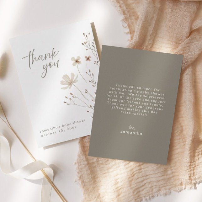 Tarjeta de agradecimiento de Boho Floral Wildflowe (Subido por el creador)