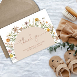 Tarjeta de agradecimiento de Boho Moda Floral Baby
