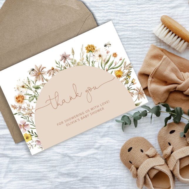 Tarjeta de agradecimiento de Boho Moda Floral Baby (Subido por el creador)