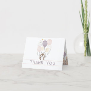 Tarjeta de agradecimiento de Boho Pastel Hedgehog 