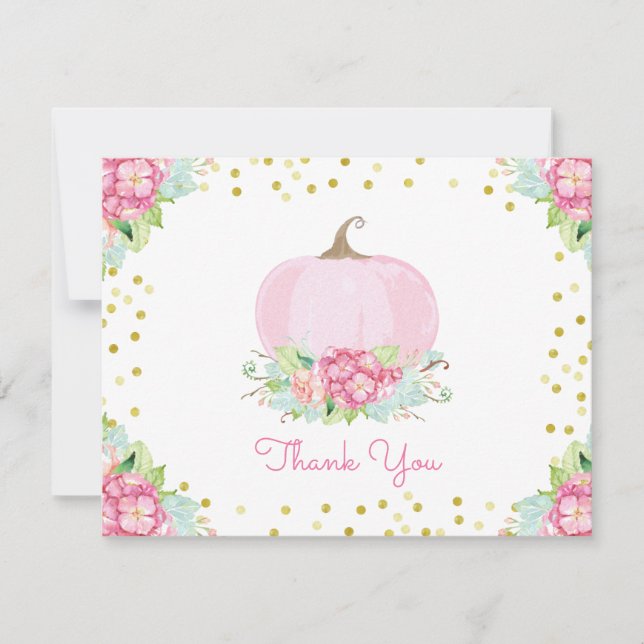 Tarjeta de agradecimiento de Boho Pink Pumpkin Bab (Anverso)