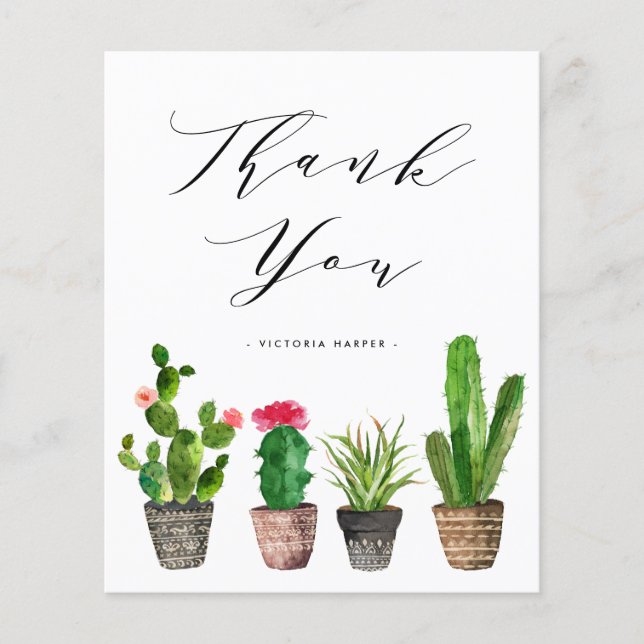 Tarjeta de agradecimiento de Boho Potted Cactus Gr (Anverso)