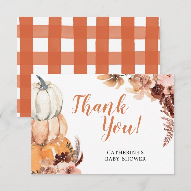 Tarjeta de agradecimiento de Boho Rustic Pumpkin B (Anverso / Reverso)