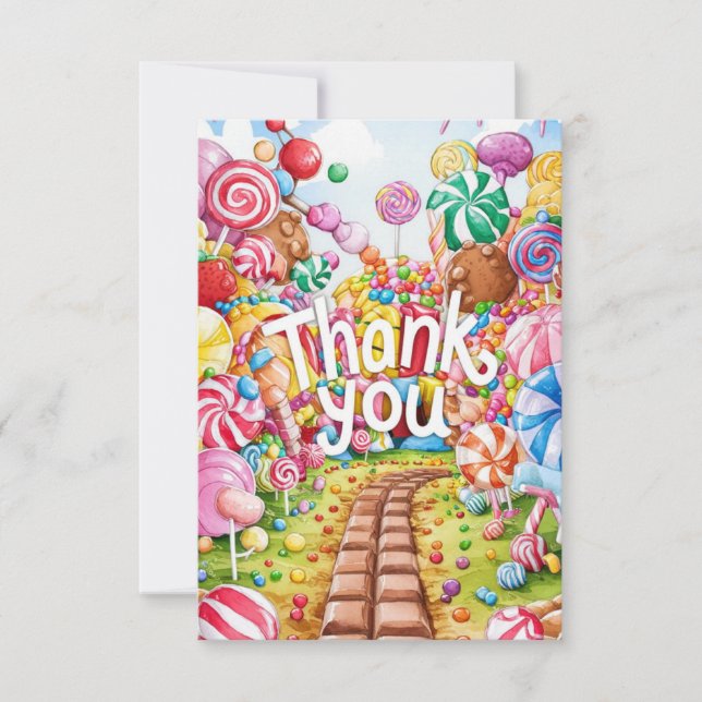 Tarjeta de agradecimiento de Boho Simple Candyland (Anverso)