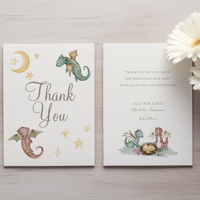 Tarjeta de agradecimiento de Boho Storybook Dragon (Subido por el creador)