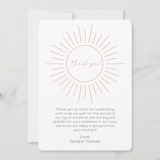 Tarjeta de agradecimiento de Boho Sunshine Baby Sh (Anverso)