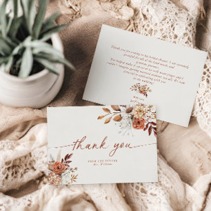 Tarjeta de agradecimiento de Boho Terracotta Brida