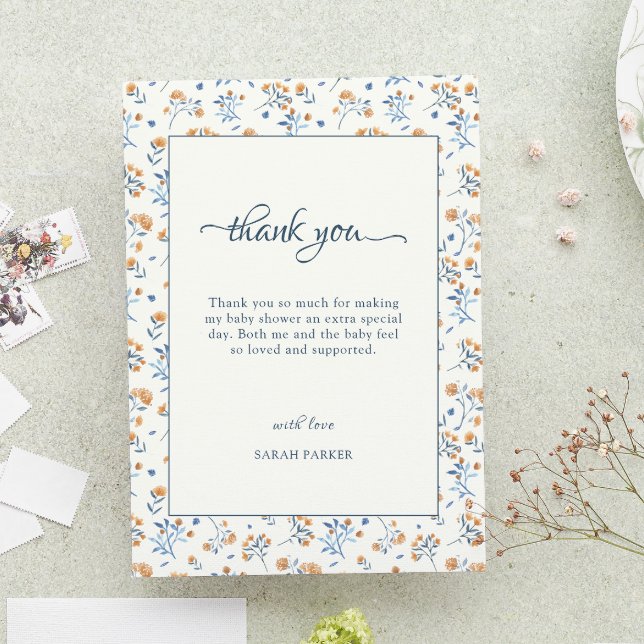 Tarjeta de agradecimiento de Boho Wildflower Baby  (Boho Wildflower Baby Shower Thank You Card)