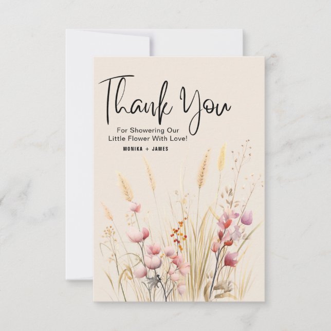 Tarjeta de agradecimiento de Boho Wildflowers Baby (Anverso)