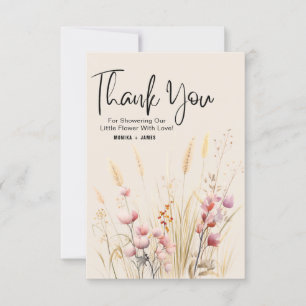 Tarjeta de agradecimiento de Boho Wildflowers Baby