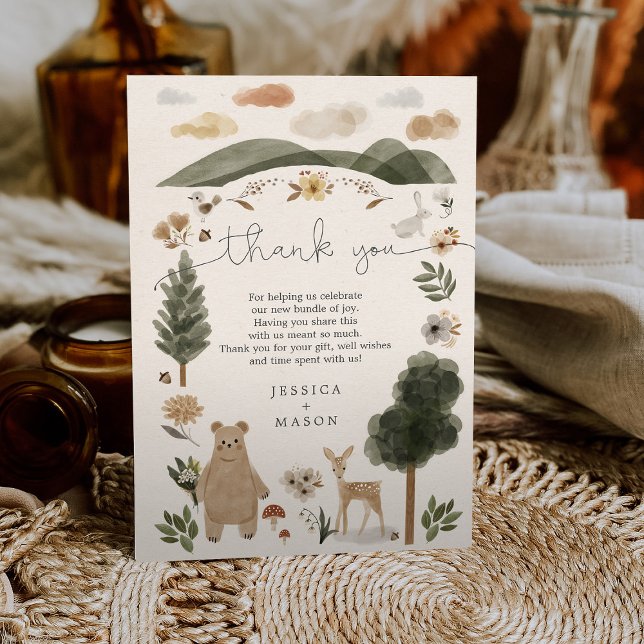 Tarjeta de agradecimiento de Boho Woodland Baby Sh (Subido por el creador)