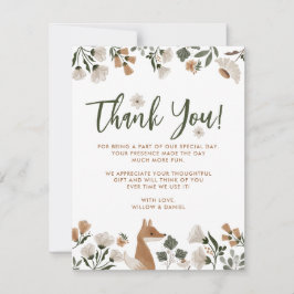 Tarjeta de agradecimiento de Boho Woodland Fox Bab