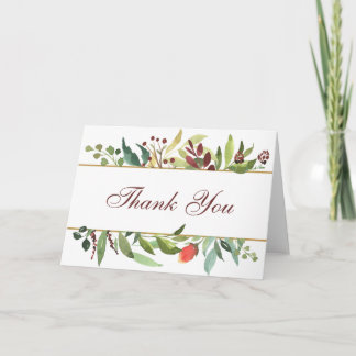 Tarjeta de agradecimiento de borde floral