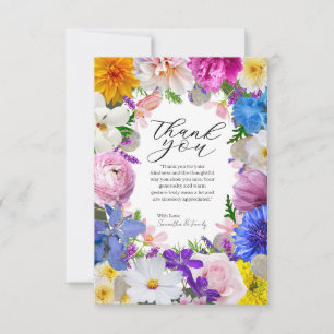 Tarjeta de agradecimiento de borde floral brillant