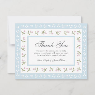 Tarjeta de agradecimiento de borde floral delicado