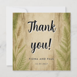 Tarjeta de agradecimiento de bosque rústico de cor