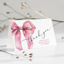 Tarjeta de agradecimiento de Bow rosa Baby Shower