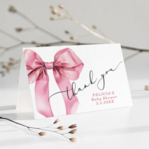 Tarjeta de agradecimiento de Bow rosa Baby Shower