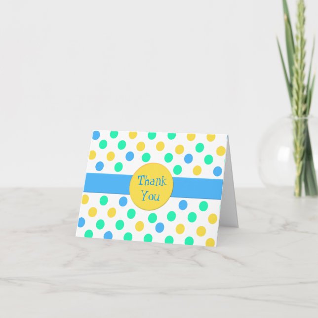 Tarjeta de agradecimiento de Bright Fun Polka Dot (Anverso)