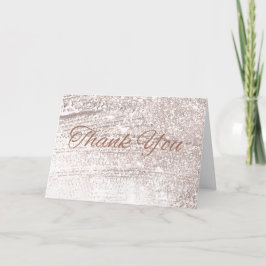 Tarjeta de agradecimiento de brillo en rosa oro el