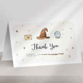 Tarjeta de agradecimiento de bruja y mago
